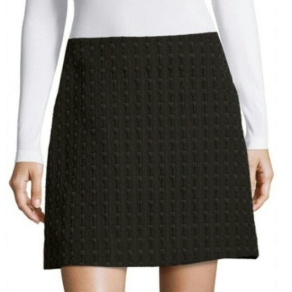 Theory Black Textured Mini Skirt